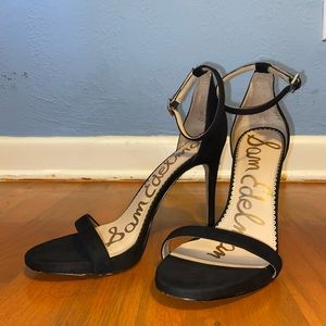 Sam Edelman Ankle Strapped Heel Sandal Black Suede